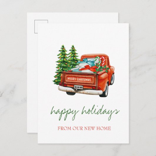 我々は赤いトラック松の木、休日を移動した 案内ポストカード (正面/裏面)