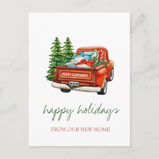 我々は赤いトラック松の木、休日を移動した 案内ポストカード (正面)