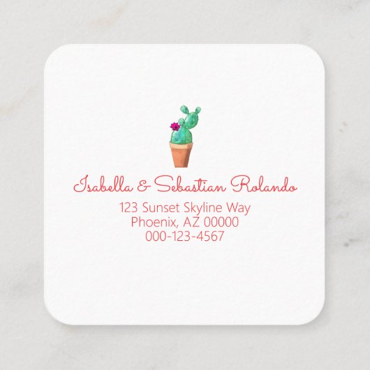 我々は赤いドアを南西にポッテッドサボテンを移動した スクエア名刺 (裏面)