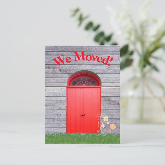 我々は赤い素朴二重ドアの花を移動 ポストカード (スタンド正面)