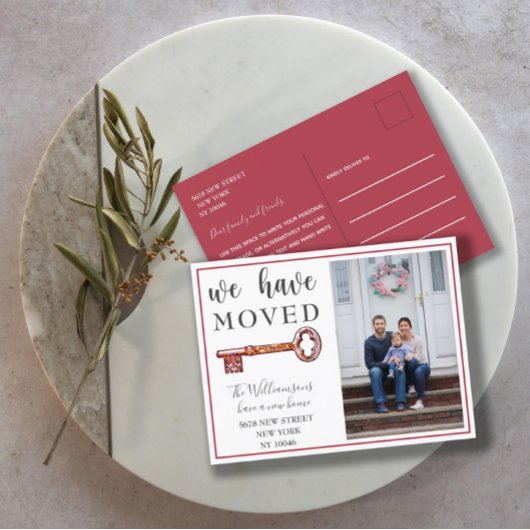 我々は赤い鍵写真の動く発表を移動 案内ポストカード