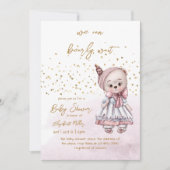 我々は赤ちゃんガールシャワー招待状を心待ち 招待状 (正面)