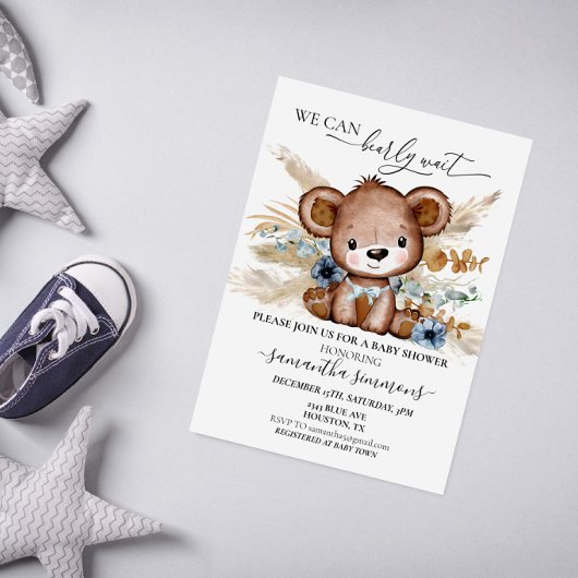 我々は赤ちゃんシャワーを待つことができるBoho Blue 招待状