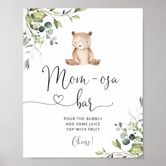 我々は赤ちゃんシャワーを待つことができるMom-osaバー標識 ポスター (正面)