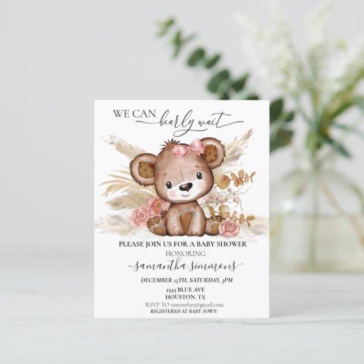 我々は赤ちゃんシャワーを待つbear Boho PInk (スタンド正面)