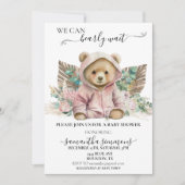 我々は赤ちゃんシャワーピンクボホベア待つことができる 招待状 (正面)