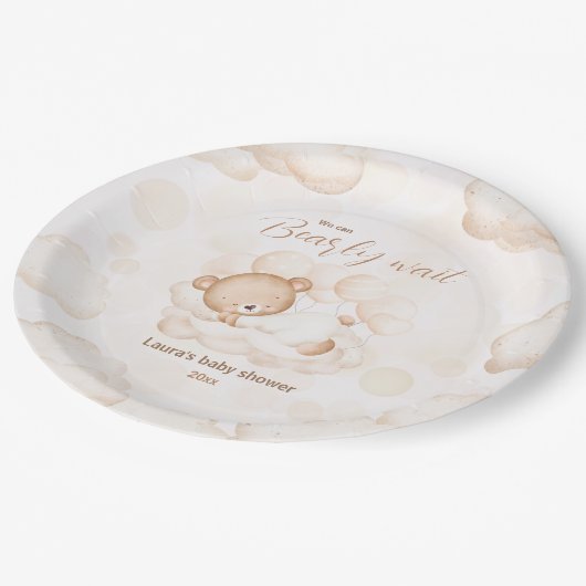 我々は赤ちゃんシャワーユニセックス紙プレートを待つことができる ペーパープレート (アングル)