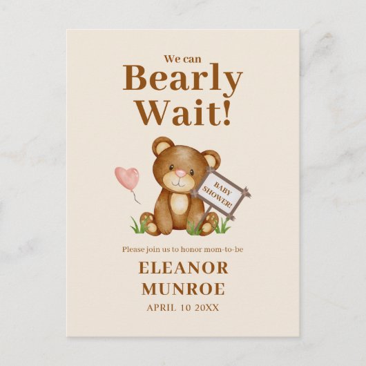 我々は赤ちゃんシャワー招待状を心待ちできる ポストカード (正面)