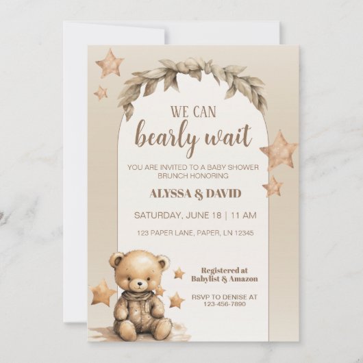 我々は赤ちゃんシャワー招待状を心待ちできる 招待状 (正面)