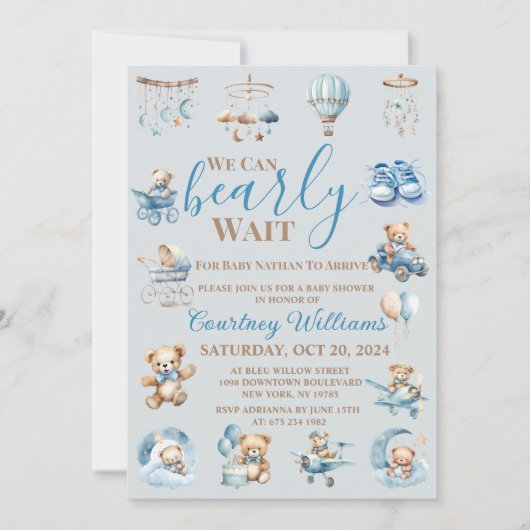 我々は赤ちゃんシャワー招待状を心待ちできる 招待状 (正面)