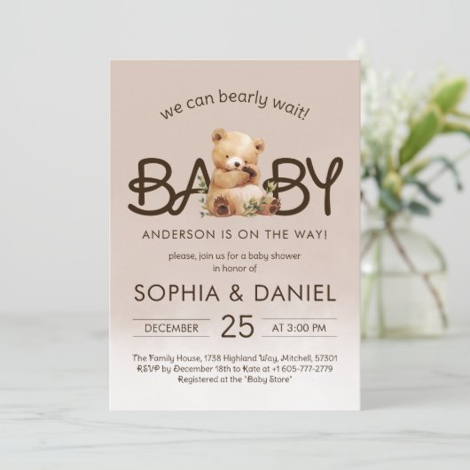 我々は赤ちゃんシャワー招待状を心待ちできる 招待状 (スタンド正面)