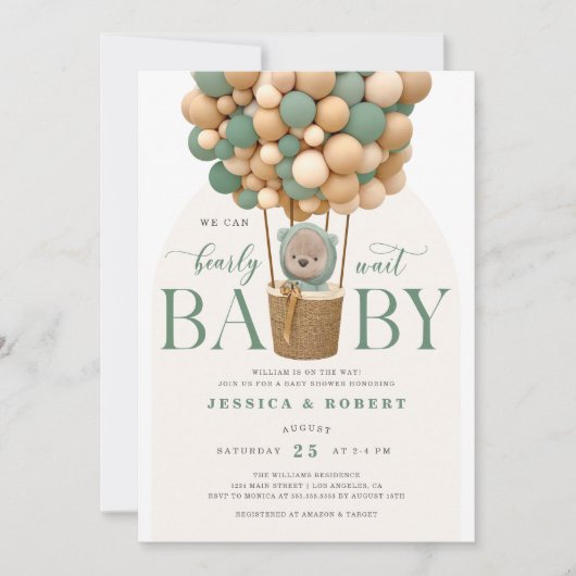 我々は赤ちゃんシャワー招待状を心待ちできる 招待状 (正面)