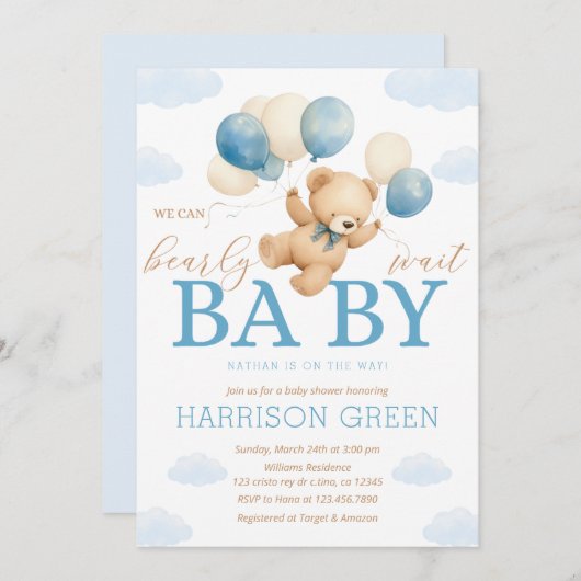 我々は赤ちゃんシャワー招待状を心待ちできる 招待状 (正面/裏面)