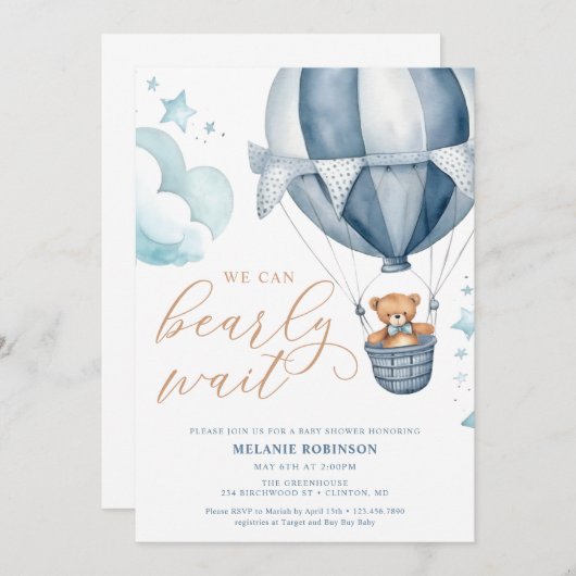 我々は赤ちゃんシャワー招待状を心待ちできる 招待状 (正面/裏面)