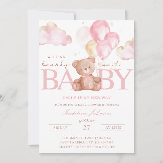 我々は赤ちゃんシャワー招待状を心待ちできる 招待状 (正面)