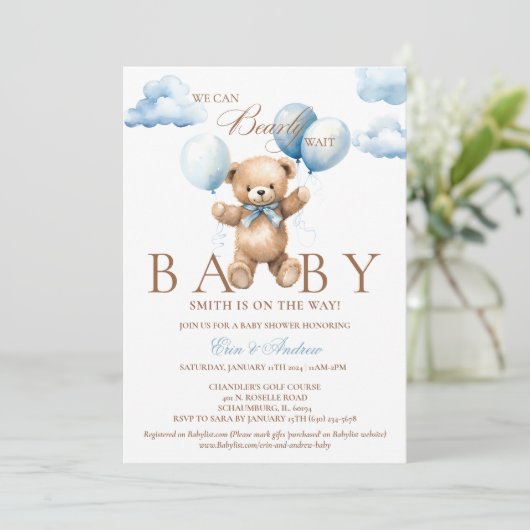 我々は赤ちゃんシャワー招待状を心待ちできる 招待状 (スタンド正面)