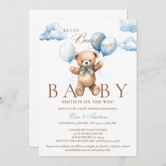 我々は赤ちゃんシャワー招待状を心待ちできる 招待状 (正面/裏面)