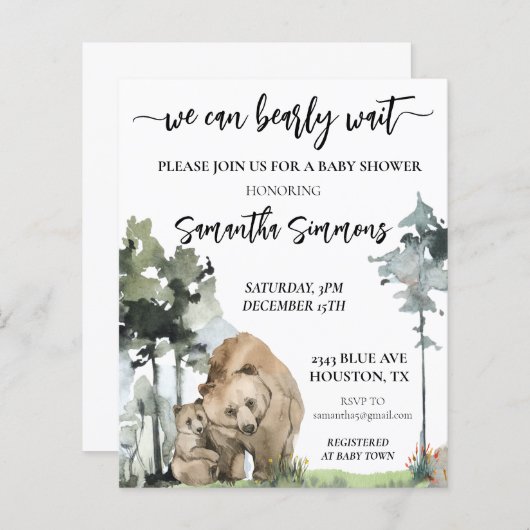 我々は赤ちゃんシャワー森の水の色を待つことができる (正面/裏面)