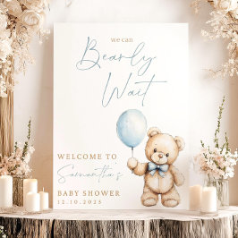 我々は赤ちゃんシャワー歓迎サイン、青を心待ちできる