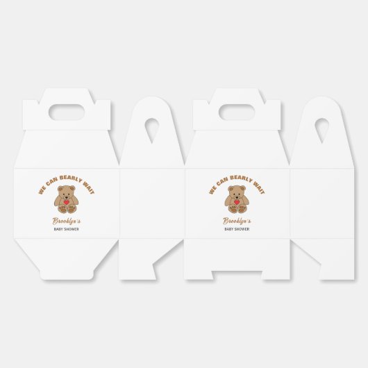 我々は赤ちゃんシャワー茶色のテディベア待つことができる フェイバーボックス (見開き)