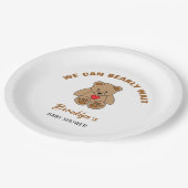 我々は赤ちゃんシャワー茶色のテディベア待つことができる ペーパープレート (アングル)