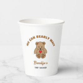 我々は赤ちゃんシャワー茶色のテディベア待つことができる 紙コップ