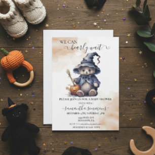 我々は赤ちゃんシャワーHalloween Teddyを待つことができる 招待状