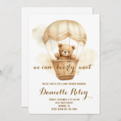 我々は赤ちゃんシャワーTeddyクマ待つことができる 招待状 (正面/裏面)