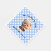 我々は赤ちゃんシャワーteddyクマ水玉模様を心待ち スタンダードランチョンナプキン (角)