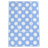 我々は赤ちゃんシャワーteddyクマ水玉模様を心待ち ミディアムペーパーバッグ (裏面)