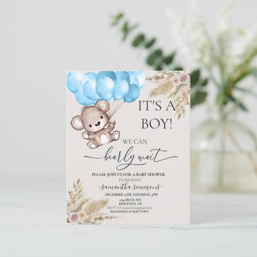 我々は赤ちゃんシャワーTeddyクマBoho男の子を待つことができる (スタンド正面)