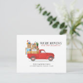 我々は赤トラックの住所の変更を移動している 案内ポストカード (スタンド正面)