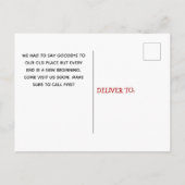 我々は車の新しい家族の住所を移動した 案内ポストカード (裏面)