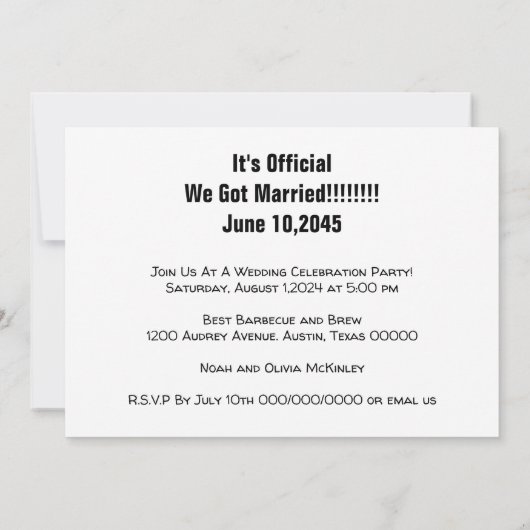 我々は逃げモダンた結婚の写真 案内状 (裏面)