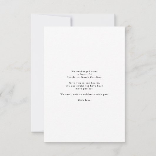 我々は逃げ道の写真アナウンスメントカード 案内状 (裏面)