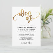 我々は金ゴールドラブリースクリプトタイポグラフィ結婚の 招待状 (スタンド正面)