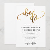 我々は金ゴールドラブリースクリプトタイポグラフィ結婚の 招待状 (正面/裏面)