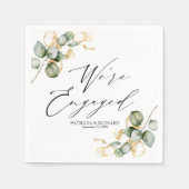 我々は金ゴールド婚約したグリーン婚約 スタンダードカクテルナプキン (正面)