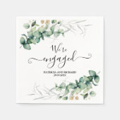 我々は金ゴールド婚約したグリーン婚約 スタンダードカクテルナプキン (正面)