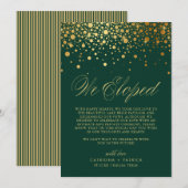 我々は金箔フェイク紙吹雪グリーン結婚ズを駆け落ち 案内状 (正面/裏面)