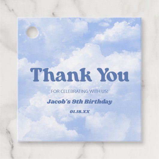 我々は雲の上にある9ブルー9番目の第9の誕生日パーティー フェイバータグ (正面)