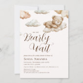 我々は雲の審美的な赤ちゃんシャワーを待つことができる 招待状 (正面)