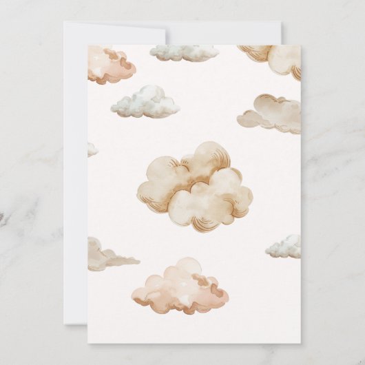 我々は雲の審美的な赤ちゃんシャワーを待つことができる 招待状 (裏面)
