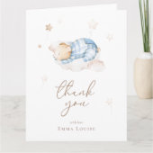 我々は雲の赤ちゃんシャワーでテディベアを待つことができる サンキューカード (正面)