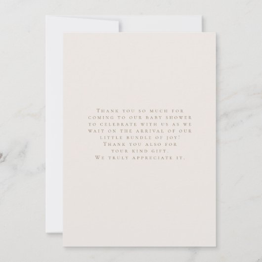 我々は雲の赤ちゃんシャワーでテディベアを待つことができる サンキューカード (裏面)