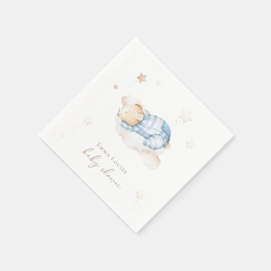 我々は雲の赤ちゃんシャワーでテディベアを待つことができる スタンダードカクテルナプキン (角)