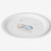 我々は雲の赤ちゃんシャワーでテディベアを待つことができる ペーパープレート (アングル)