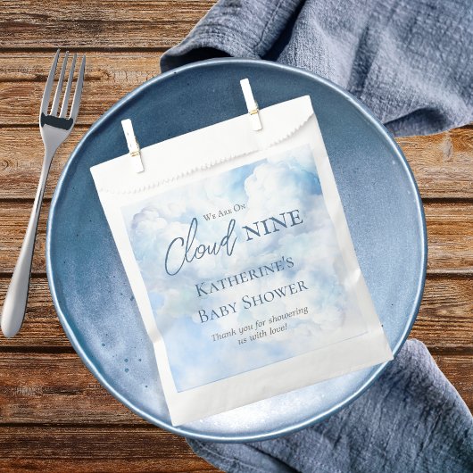 我々は雲の9青い少年の赤ちゃんシャワー上にある フェイバーバッグ