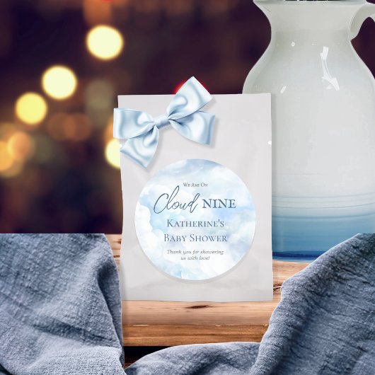 我々は雲の9青い少年の赤ちゃんシャワー上にある ラウンドシール
