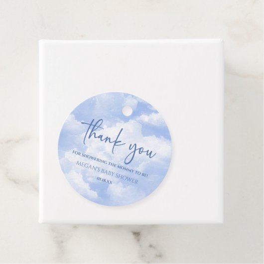 我々は雲の9青い赤ちゃんシャワー上にある フェイバータグ (インサイチュ)